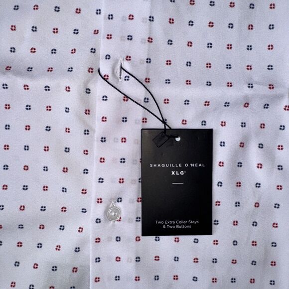 Shaquille O'Neal 2XLG Big Fit Cooling Dress Shirt 18.5 34/35 2XL White Stretch - Picture 3 of 8